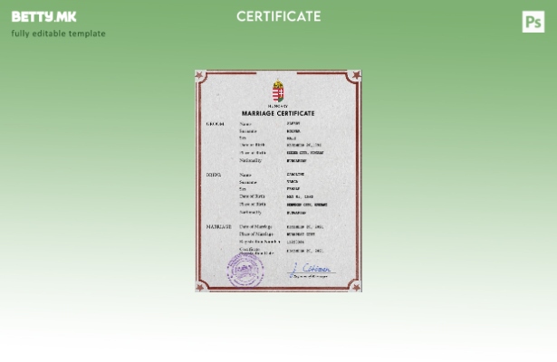 модерен стил Шаблон за PSD шаблон за уверување за брак од Унгарија